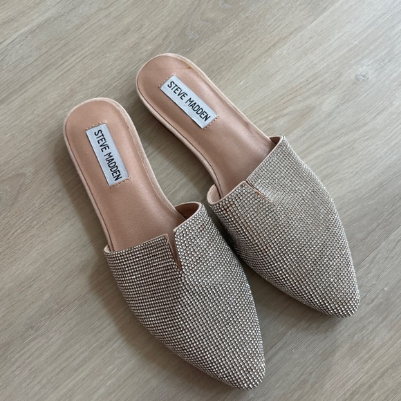 Steve Madden Shoes - Steve Madden Sparkling Beige Mules